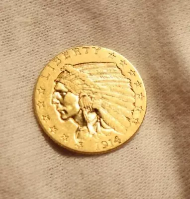 1914 US 2 1/2 Indian Gold Piece AU. • $305