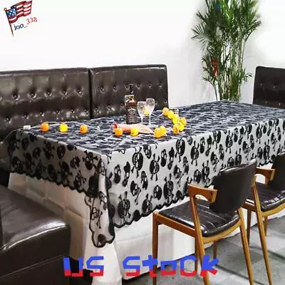 Halloween Lace Black Table Cloth Skull Net Dining Table Fireplace Party Decor US • $12.39