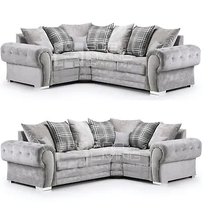 £514.99 • Buy Verona Grey Fabric Corner Left Hand Or Right Hand Sofa