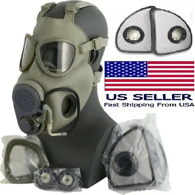 Full Face Military M10M NBC Gas Mask Respirator Drinking Tube +EXTRA  X2 FILTERS • $89.95