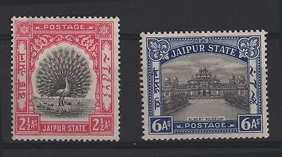 India - Jaipur 1931 2½a Peacock 6a Albert Museum Fine Mint Sg44 47 Cat £71 • $28.61