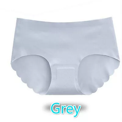 Women Plain Natural Latex Crotch Seamless Briefs Panties Underpants Breathable • £8.59