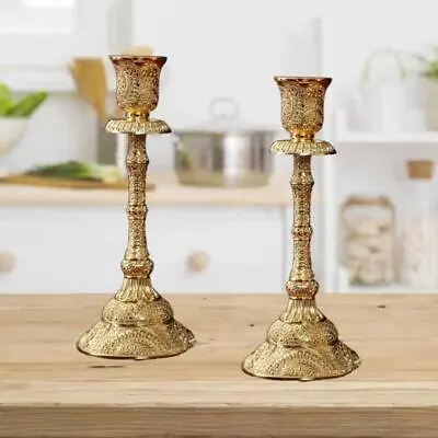 £21.61 • Buy Set Of 2 Taper Candle Holders Vintage Metal Pillar Candlestick Holders Elegant B