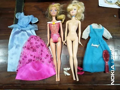 2 Barbie CINDERELLA & AURORA Disney Sleeping Beauty DOLLS Shoes CLOTHES LOT • $19.99