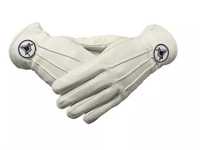 Masonic White Soft Leather Gloves Square And Compass Mason Glove • $35.88