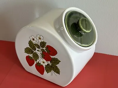 McCoy Pottery Strawberry Country Tilted Flour Canister Cookie Jar Farmhouse USA • $35