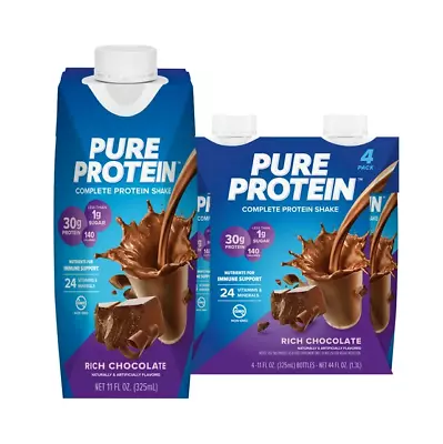 8 Ct Pure Protein Shake Rich Chocolate 30g Protein Gluten Free 11 Fl Oz • $18.10