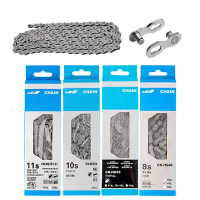 FOR Bike Shimano 6/7/8/9/10/11 Speed Chain HG54/95/701 Deore MTB Road 116 Link • $17.95