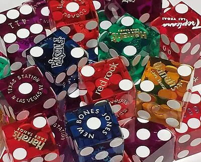 Las Vegas & Nevada Casino Table-Played 19mm Craps Dice 2 Pairs (4 Dice) + Pouch • $17.17