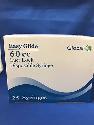 (25) - Easy Glide 60cc /60ML LUER LOCK Disposable Syringes - NO NEEDLE -Sterile  • $24.99