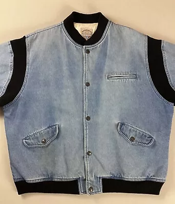 Vintage Levi’s Denim Varsity Jacket Baseball Jacket Quilted Lining Size XL • £32.99
