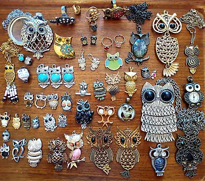 Vitage & Modern Owl Shape Jewelry Lot Pendant Charm Necklace 925 Earrings Brooch • $28