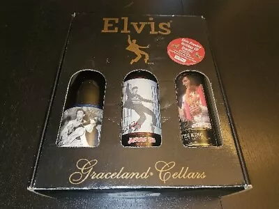 Elvis Presley Graceland Cellars Gift Set EMPTY Wine BOTTLES Jailhouse Blue Suede • $79.95