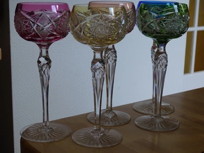 $650 • Buy Five Old  Wine Glasses Thomas Webb Or Val Saint Lambert Crystal Colored