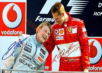 Kimi Räikkönen & Michael Schumacher Laughing On The F1 Podium Awesome 7X5 Photo • $7.57