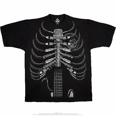 $19.99 • Buy Amped Up Rib Cage Skeleton Heavy Metal Microphone Guitar Rock T Tee Shirt M-2xl