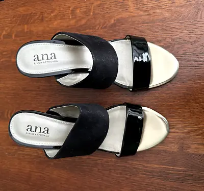 A.n.a    -  A New Approach Women's Sandals Wedge Shoes Size US M Black Open Toe. • $12.99
