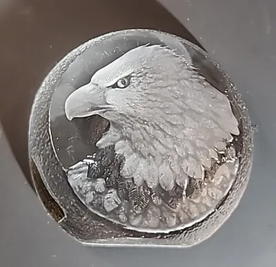 MATS JONASSON Paperweight Bald Eagle Etched Signed 9201 Handmade Sweden  • $16