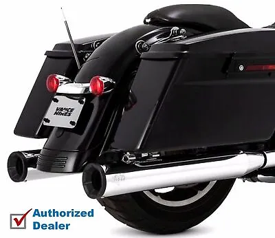 Vance Hines Chrome Black Tips Eliminator 400 4  Slip On Mufflers Harley Touring • $549.99