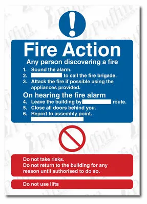 £6.39 • Buy Fire Action Notice Sign