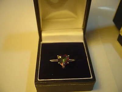 Vintage Stunning Solid Silver Ring-superb Heart Mystic Topaz Size R1/2 Lovley • £42