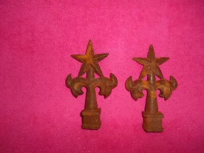 $10 • Buy Vintage Cast Iron Fence Gate Flagpole Star Pointed Topper Texas Star Finials