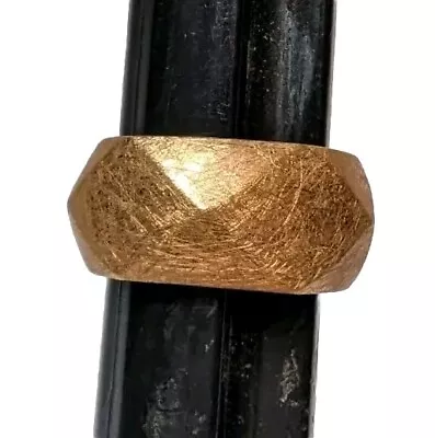 Women's 18K Gold Plated Bronze MILOR Italy Thick Diamond Cut Band Ring Size 7.5 • $33.99