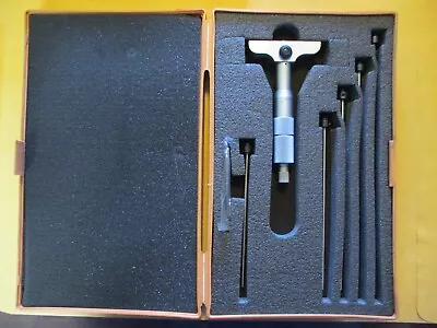 Mitutoyo 0-6 Inch Depth Micrometer Set W/6 Rod & Case (Model 129-128 0.001 ) • $109.99