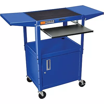 Luxor Steel Adjust Hght AV Cart W/Pullout Cabinet Drop Leaf Shelves • $498.26