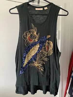 Sass & Bide Navy Embellished Beaded  T-Shirt | Free Post | Size 10 | $69 • $69