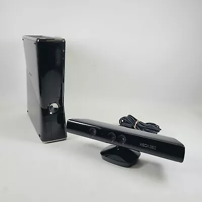 Microsoft Xbox 360 S With Kinect 250GB Glossy Black Console - GREAT WORKING COND • $90
