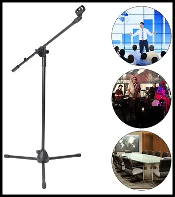 Professional Boom Microphone Mic Stand Holder Adjustable With Free Clips • £11.49