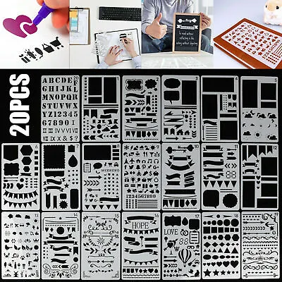 $21.97 • Buy 20x Bullet Journal Stencil Plastic Planner DIY Drawing Template Diary Craft Sale