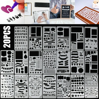 $21.97 • Buy 20x Bullet Journal Stencil Plastic Planner DIY Drawing Template Diary Craft Sale