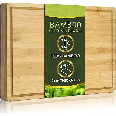 Solid Wooden Chopping Board Organic Bamboo Kitchen Food Vegetable Cutting Boards • £8.09