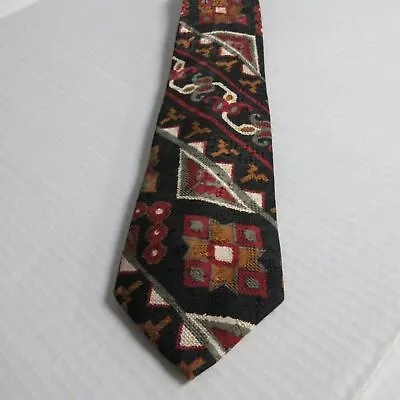 LANDS' END Imported Silk VINTAGE Tie Hand Sewn In U.S.A. Boho Print 58 Inches • $13.99