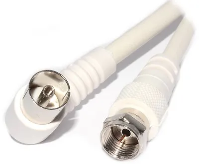 Coaxial F Plug Male To Right Angle Socket Tv Cable Skyntlvirgin Box Lead1.5m • £3.99