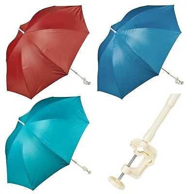 Screw Clamp Garden Beach Deck Chair Parasol Sunshade Sun UV Protection Umbrella • £9.99