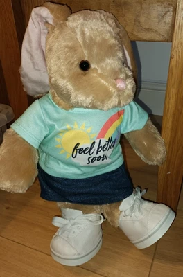 £9.99 • Buy Build A Bear Rabbit Bunny With Trainers And 'feel Better Soon' T Shirt