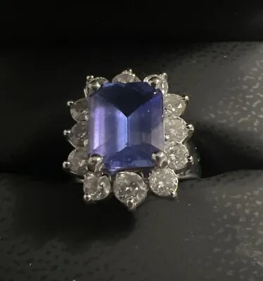 Tanzanite & Diamond Solitaire Ring 14k White Gold - Price Reduced/make An Offer! • £2168.50