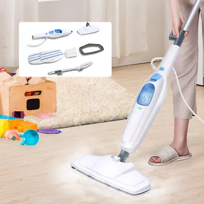 3000W STEAM MOP FLOOR CLEANER CARPET WASHER HAND-HELD STEAMER With 2 Mop Pads • £37.70
