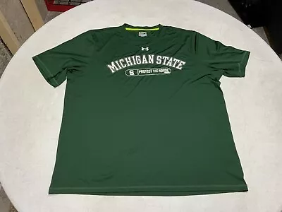 Men’s Under Armour Heat Gear Green Michigan State Athletic Shirt Sz. XL #22 • $17.99