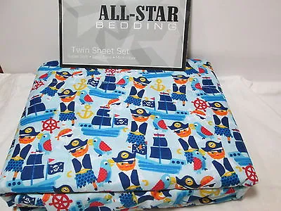 New P & A Marketing All-Star Kids Bedding PIRATES Twin Sheet Set - Blue  NIP • $33.98