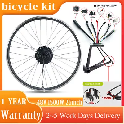 1500W 48V 26  Ebike Conversion Kit With Battery Rear Freewheel Bicycle Motor Kit • $282