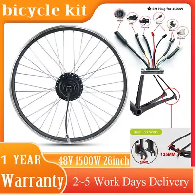 48V 26  1500 Ebike Conversion Kit With Battery Rear Freewheel Bicycle Motor Kit • $282