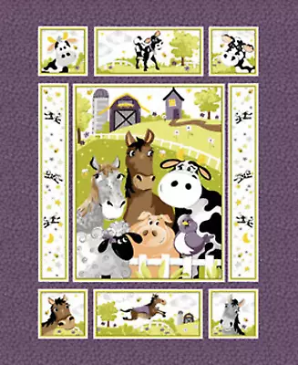 Barnyard Buddies - Children's Fabric Cot Panel / Quilt Panel • £12.95