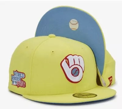 New Era Milwaukee Brewers Kool Aid Pack 59FIFTY Hat 82 WS Side Patch Size 7 3/8 • $39.99