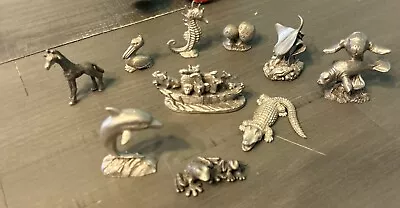 Spoontiques Vintage Pewter Lot Frog Mushroom Giraffe Seahorse Stingray Dolphin • $19.99