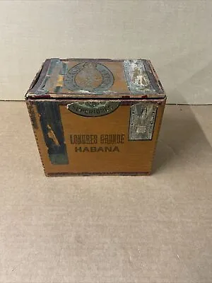 Vintage Cigar Dovetail Wood Box El Alcade Manuel Lopez HABANA With Stamps • $14.99