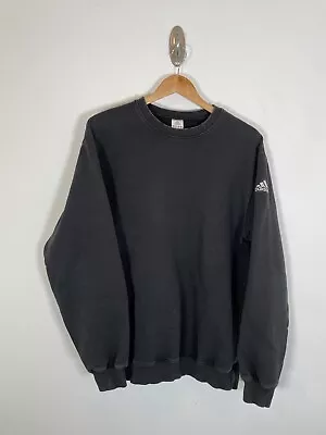 Vintage Mens Black Adidas Embroidered Logo Sweatshirt Medium Used Y2K • $24.99